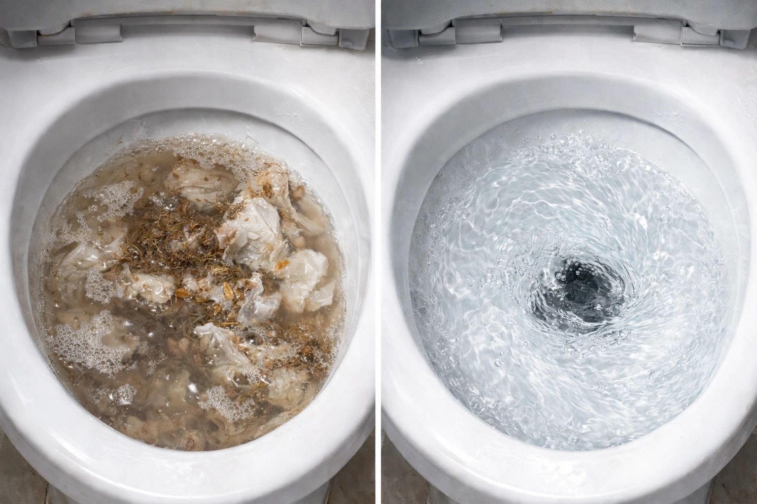 Toilet before and after cleaning